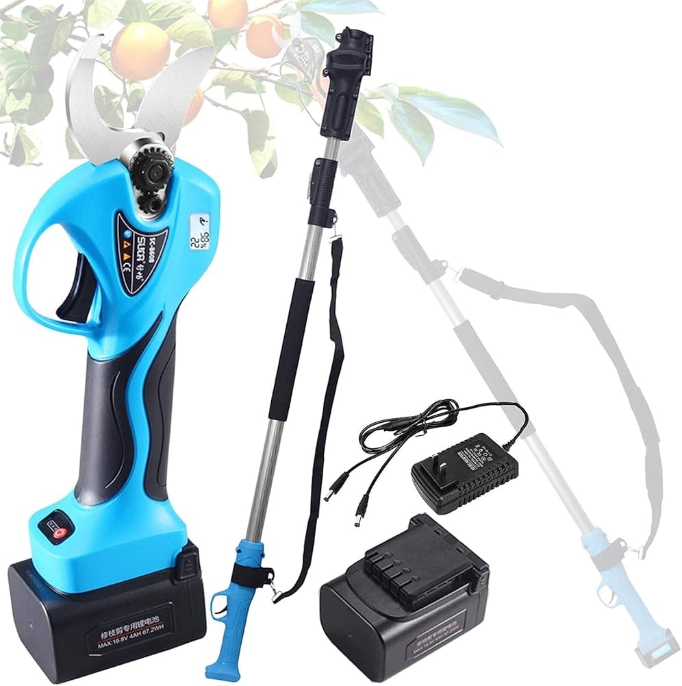 Electric Pruning Shears, Extendable Tree Pruning Pruner 16.8V Cordless Electric Pruning Shears, 32mm SK5 Blades, Cut Electric Pruner Battery Powered, LCD Display Screen,WithoutExte