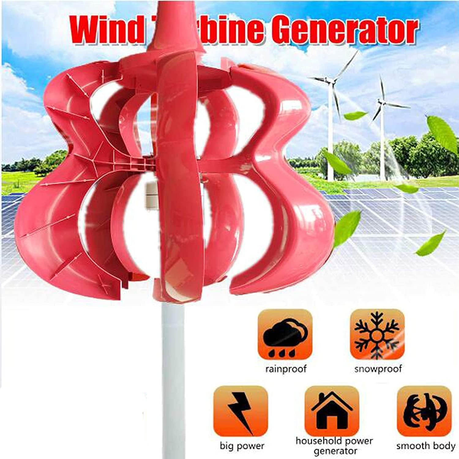 8000 W Vertical Axles Wind Turbines Generator Lantern, 4 Blades Motor Kit Windmill Energy Charge Turbines for Home Camping