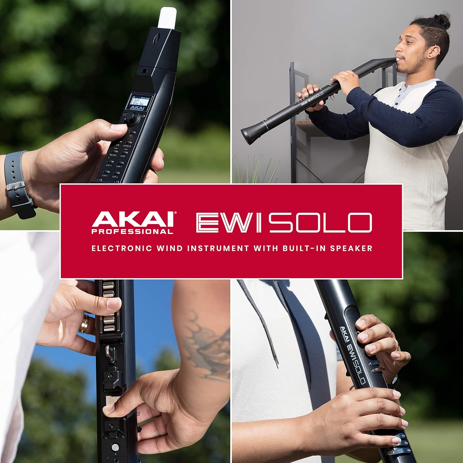 Akai Professional EWI Solo - Electronic Wind Instrument With Built-in Speaker, Rechargeable Battery, 200 Sounds and USB MIDI Connectivity,Black