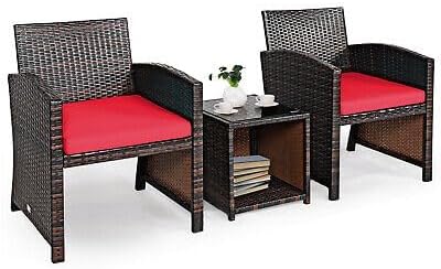 TM Replacement for/Fits Patiojoy 3PCS Patio Rattan Wicker Furniture Cushion Sofa Coffee Table Red Size : 23