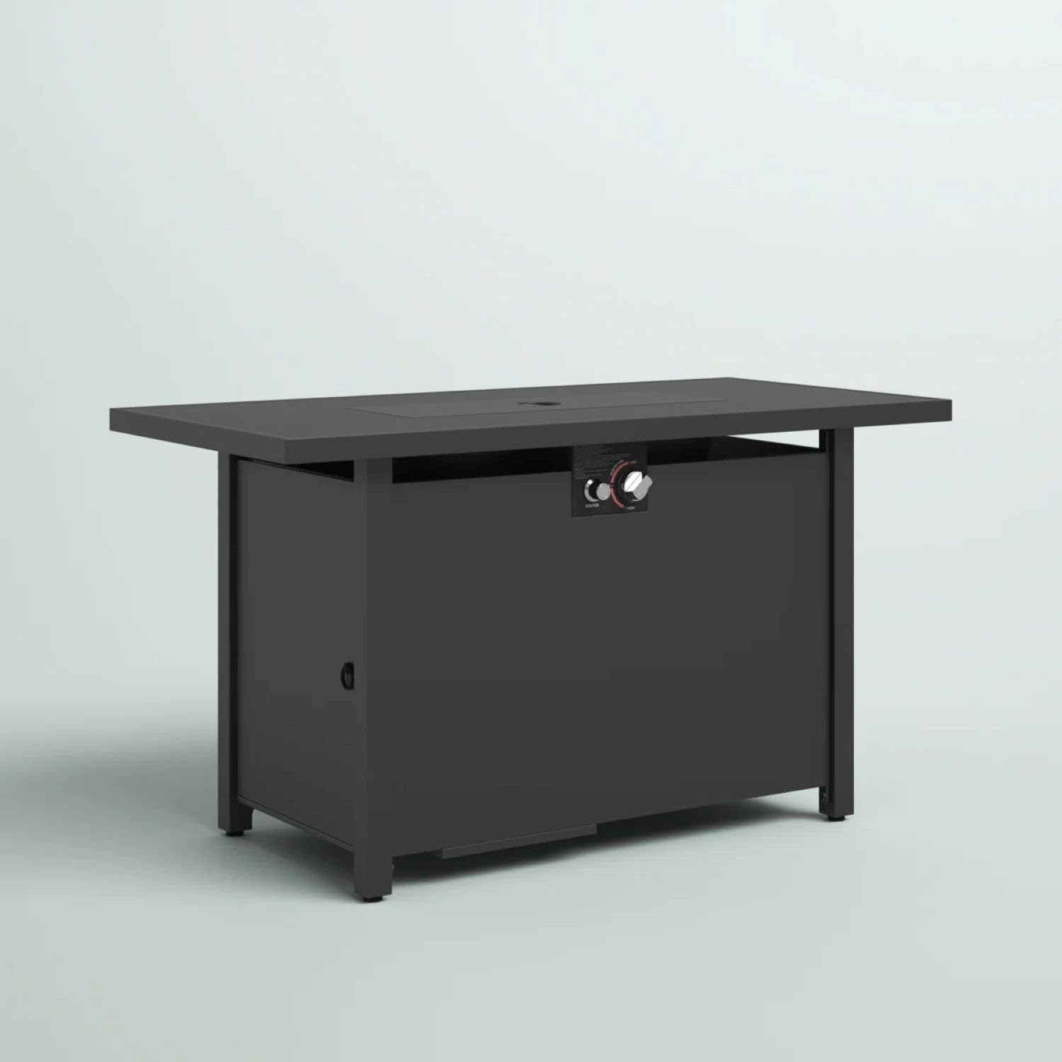 Modern Steel Outdoor Fire Pit Table with Lid, 25 Inch High x 42 Inch Wide, Rust Resistant for Patio, Deck, and Garden Use B120P199398