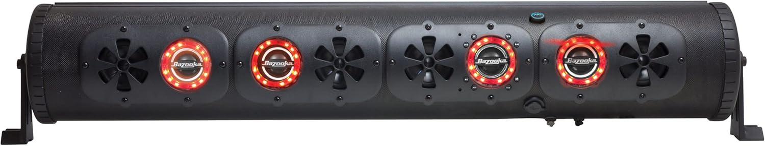 Bazooka 36-Inch G3 Bluetooth Party Bar | 450W Power Amplifier | LED Lights | Party Button Music Sharing |10 Marine Grade Speakers | Off Road, Golf Cart, Marine, and Outdoor Speaker System | BPB36-G3