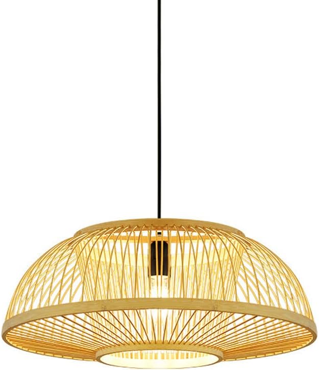 Domed Shape Woven Light,Bamboo Wicker Hanging Lamp,Bamboo Chandelier,Pendant Lighting with 47 Inches Cord,for Room Restaurant Indoor Outdoor Light Fixture