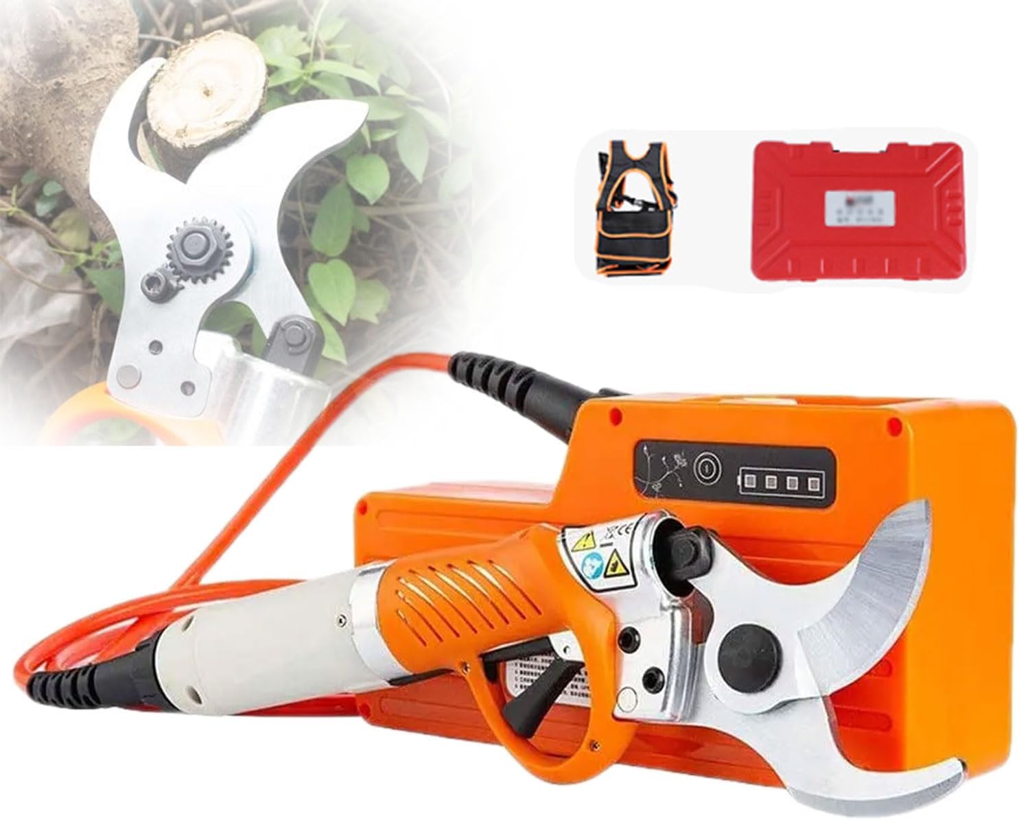 70mm Electric Pruning Shears, 4Ah Rechargeable Wired Garden Shears, Continuously Work 10 Hours, Brushless Electric Pruner Kit, for Fruits, Vegetables, Plants, Trees