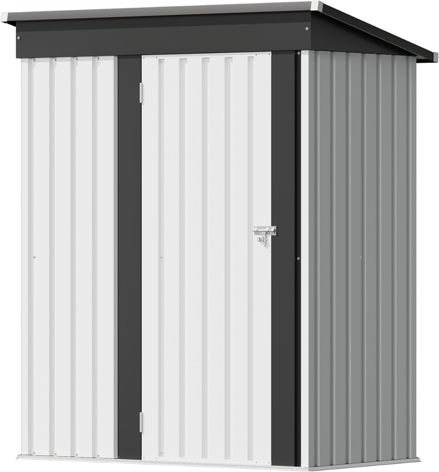 Flamaker 5x3 FT Storage Shed Waterproof Metal Garden Shed with Lockable Door Utility Tool Shed Outdoor Storage for Backyard, Patio and Lawn, White