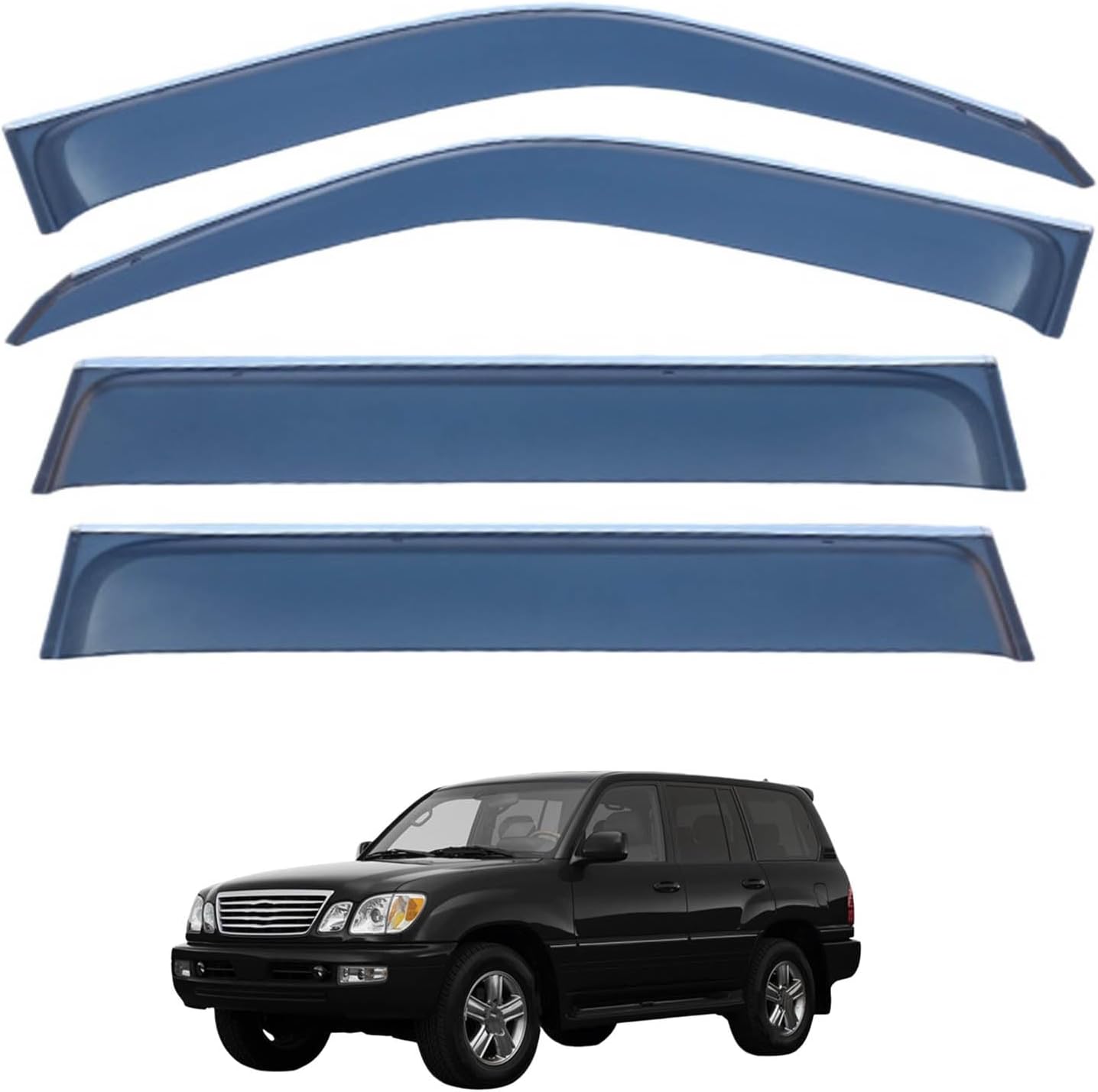 Window Deflectors for Lexus LX470 MK2 J100 1998-2007, Sun Rain Guard Window Visors Vent Shades with Bright Stripes Car Accessories
