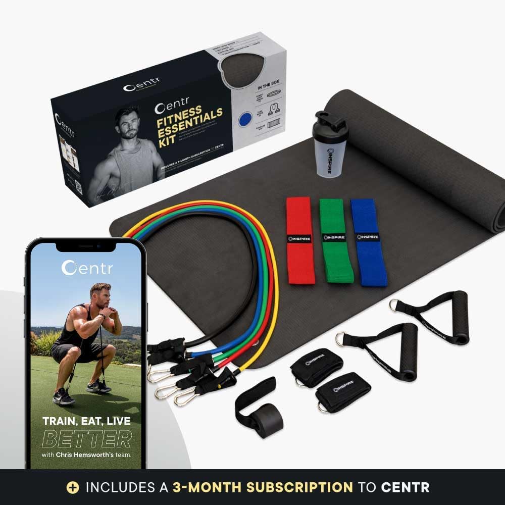 Inspire Fitness FTX Functional Trainer and Fitness Essentials Kit - Compact at Home Workout Machine with Accessories - Space Saving Design - Home Gym Cable Machine
