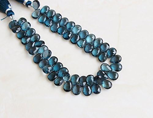 Outrageous London Blue Topaz Briolette Faceted Pear TearDrop 10.5 to 11mm 5 beads