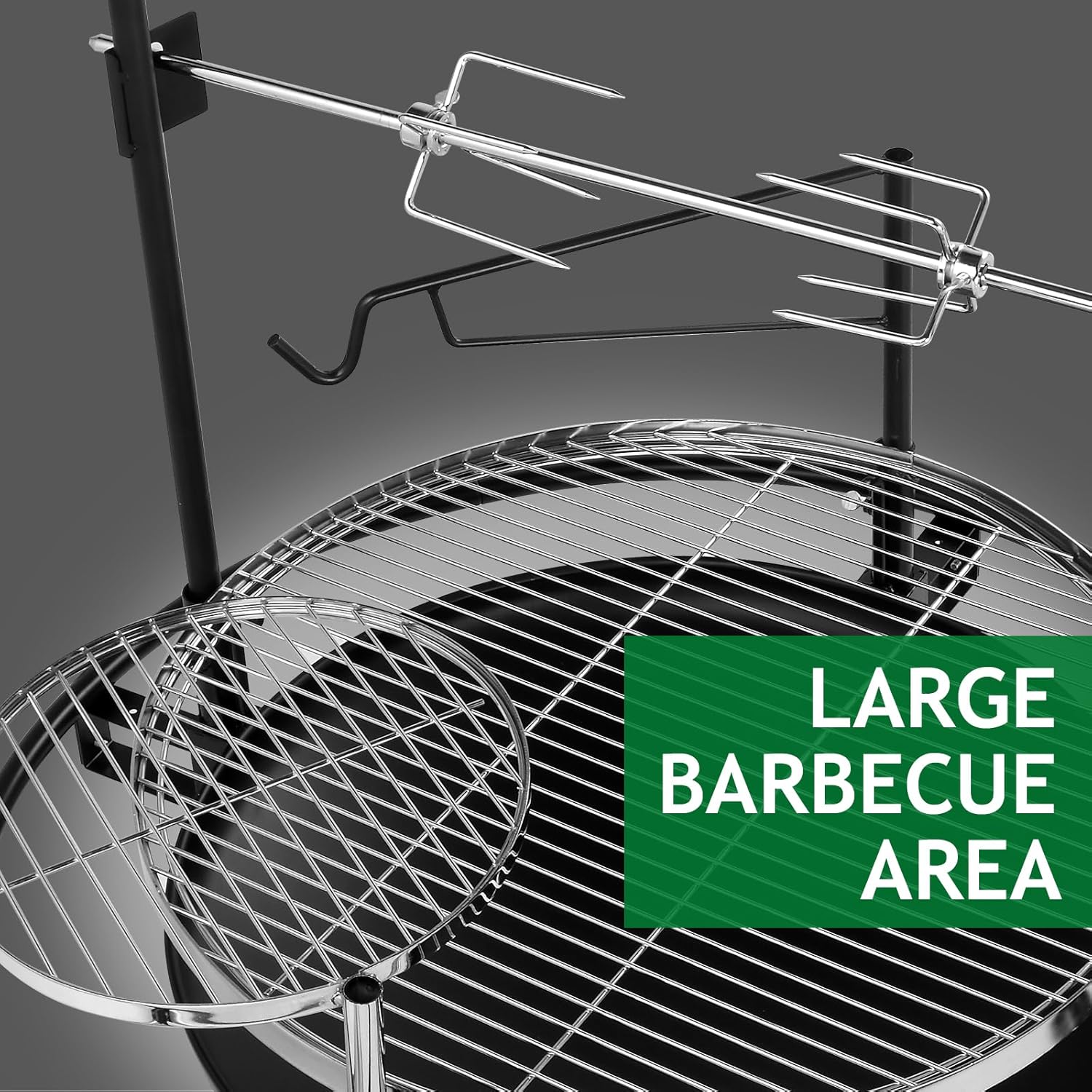 33-Inch Dual Grill Fire Pit, Wood-Burning Outdoor Firepit with Rotating Cooking Grate and Detachable BBQ Grill for Patio, Backyard, and Picnic Use