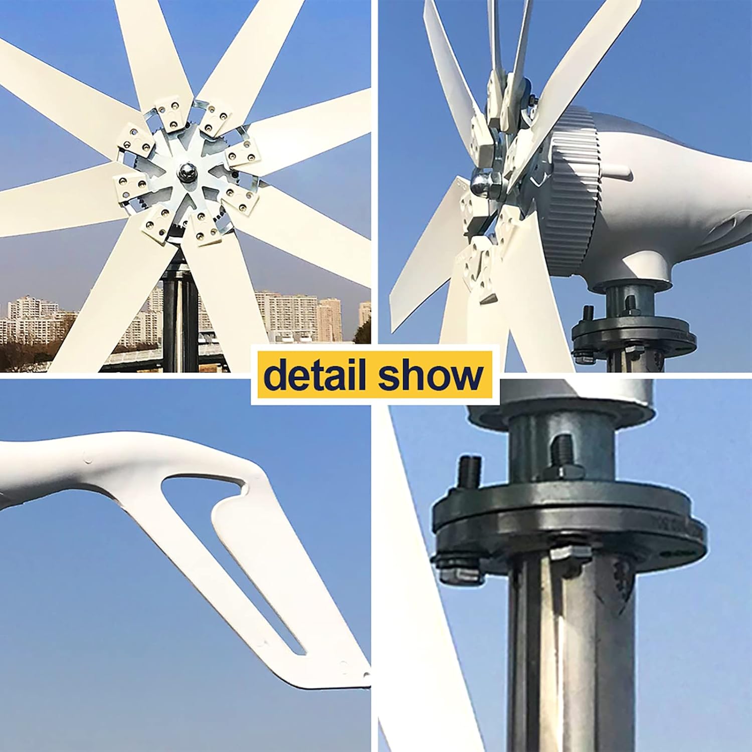 1200W Horizontal Wind Turbine Generator, 12V 24V 48V Wind Turbine for Off-Grid Power, MPPT Controller Eco-Friendly Wind Generator for Residential, Outdoor Use