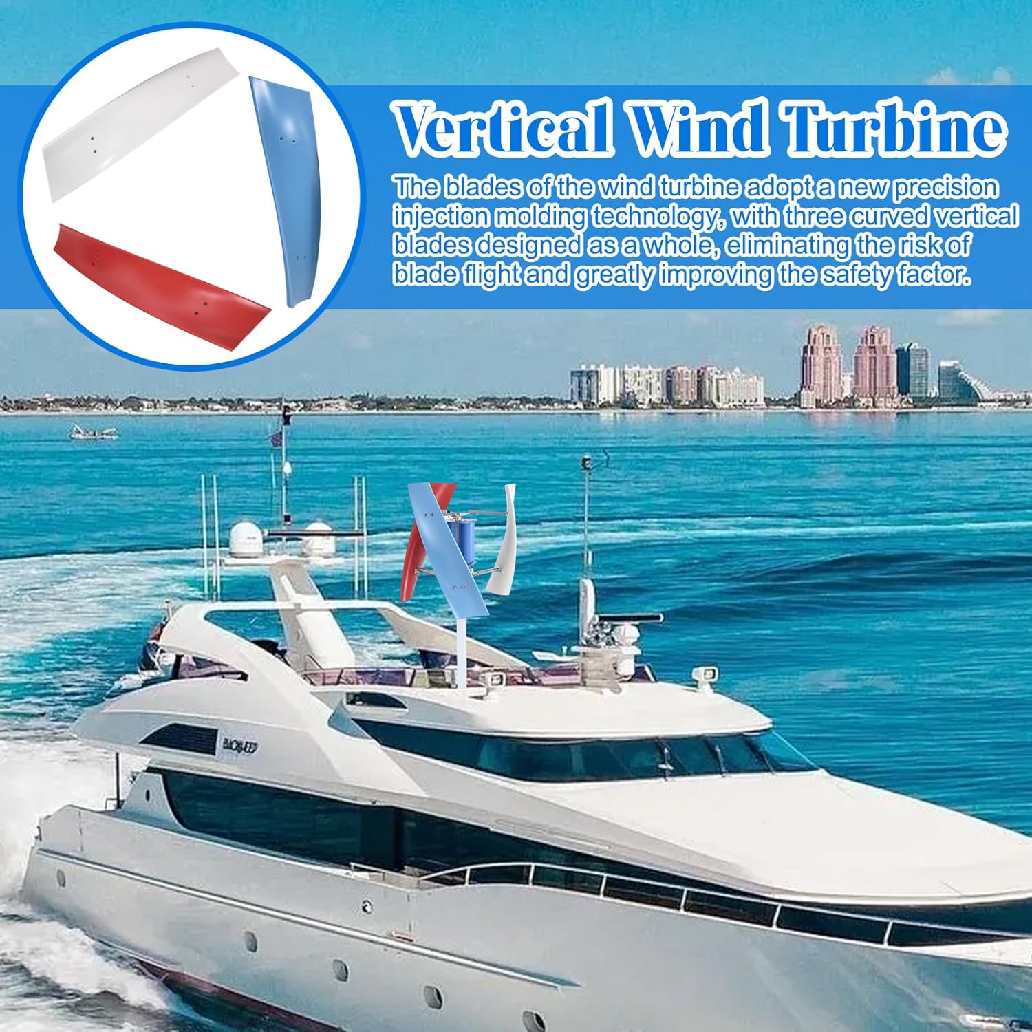 Vertical Wind Turbine - 3 Leaves 24V Wind Powered Generator | Permanent Magnet Generator Kit for RVs, Boats, Home Street Lighting