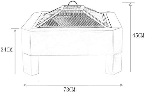 Outdoor Fire Pits Outdoor Wood Burning Firepit Fire Pit Metal Square Firepit Patio Stove Wood Burning Fire Pit Bowl for Backyard Garden Camping with Cover BBQ Cooking for Outside C