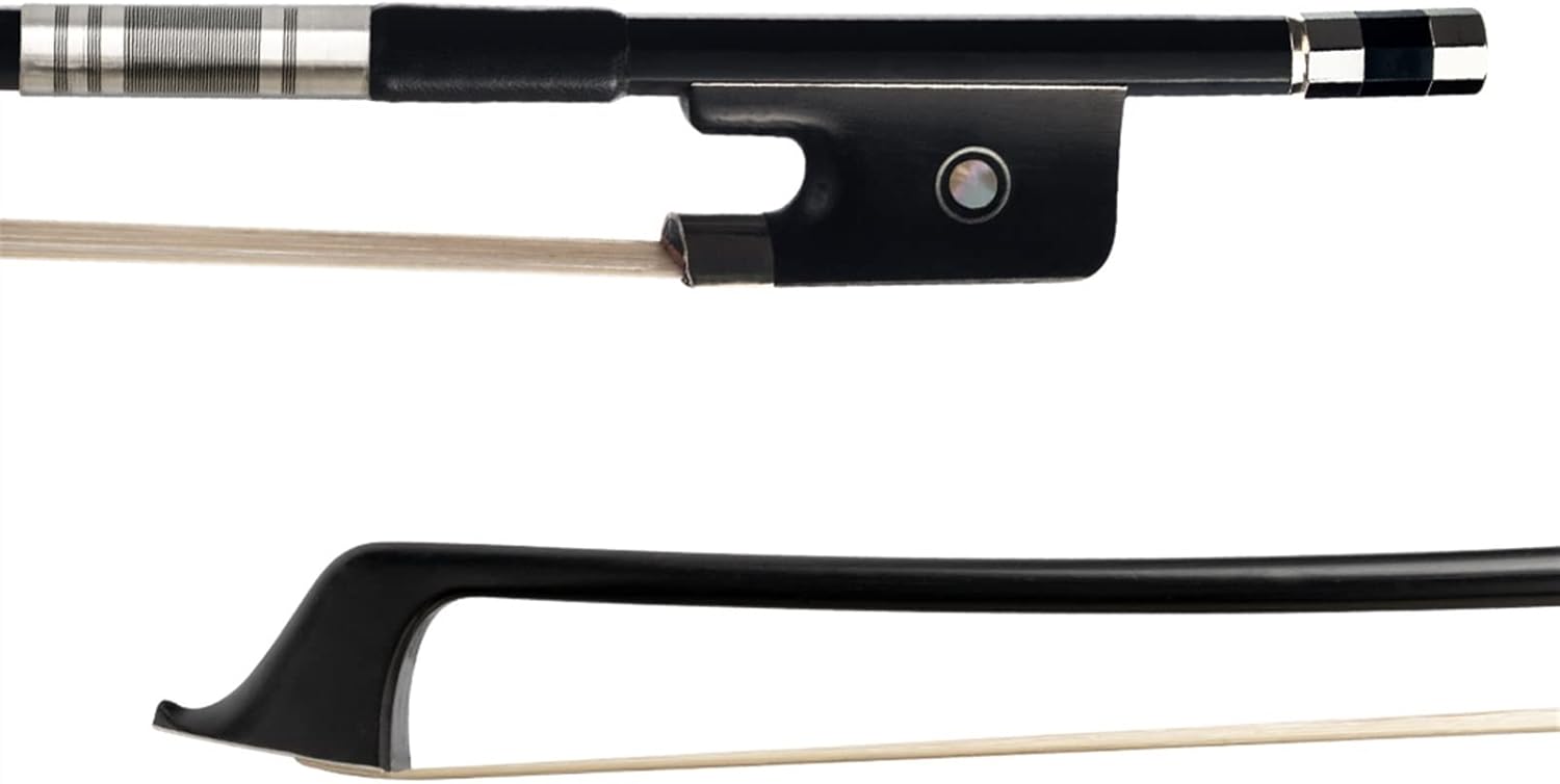 TSTS Upright Double Bass Bows 4/4-1/8 Carbon Fiber Stick White Mongolia Horse Hair Ebony Frog Full Size Violin Bow (Color : 3/4)