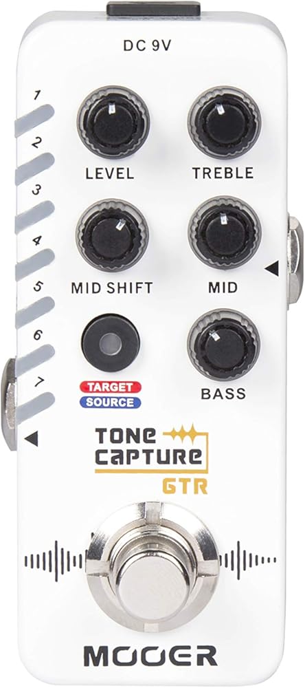 MOOER Tone Capture GTR Guitar Pedal Capturing Target Guitar’s Tone, with EQ Adjustment, 7 Preset Slots, Ture Bypass/Buffer Bypass