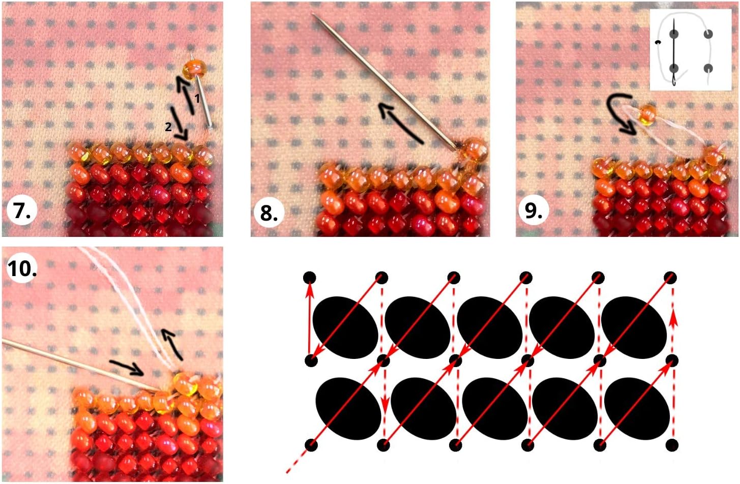 Flowers of The Field; Bead Embroidery kit; Contemporary Embroidery; 100% Glass Seed Beads Preciosa; Needlepoint; Handcraft; Tapestry kit; Needle Arts Decor