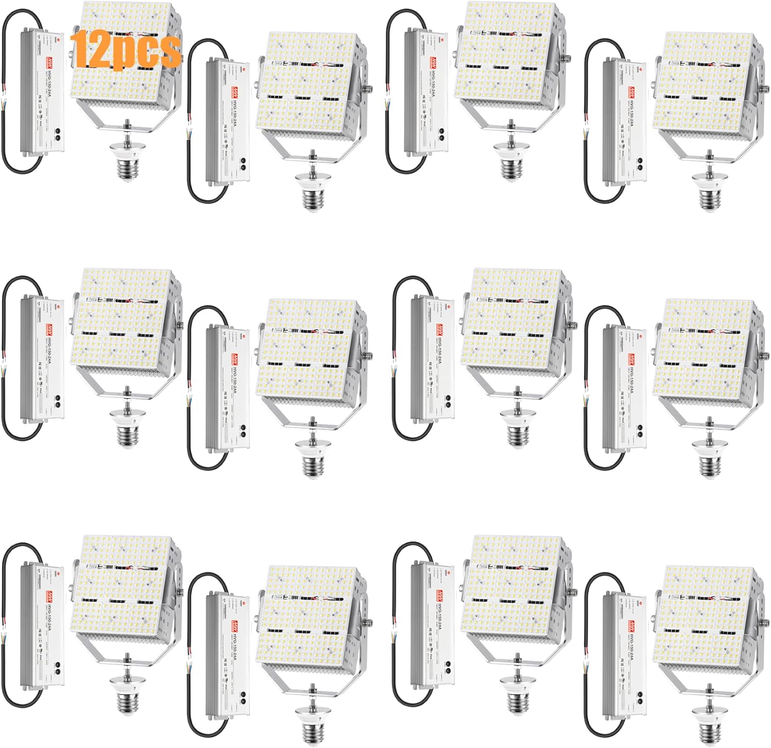 12 Pack 150W LED Shoebox Retrofit Kit 21750LM AC277-480V 5000K E39 Mogul Base LED Street Light Outdoor Commercial LED Pole Parking Lights DLC ETL Listed