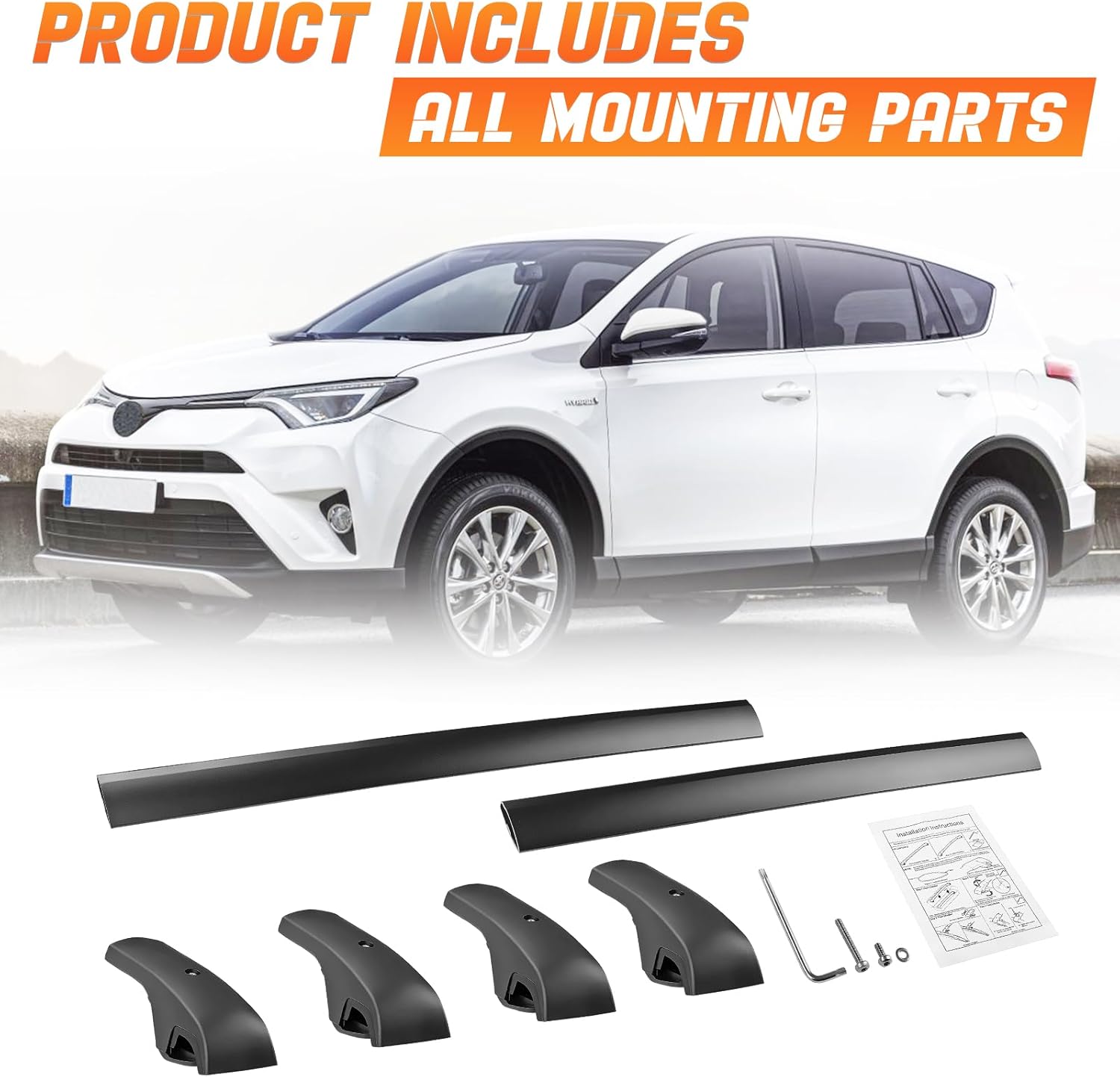 Roof Rack Cross Bars Luggage Carrier Fit for Toyota Rav4 2013-2018, Capable of Supporting Up to 200 lbs/90 kg, Ideal for Roof Bags, Roof Boxes, Bike Racks, and Various Other Accessories.