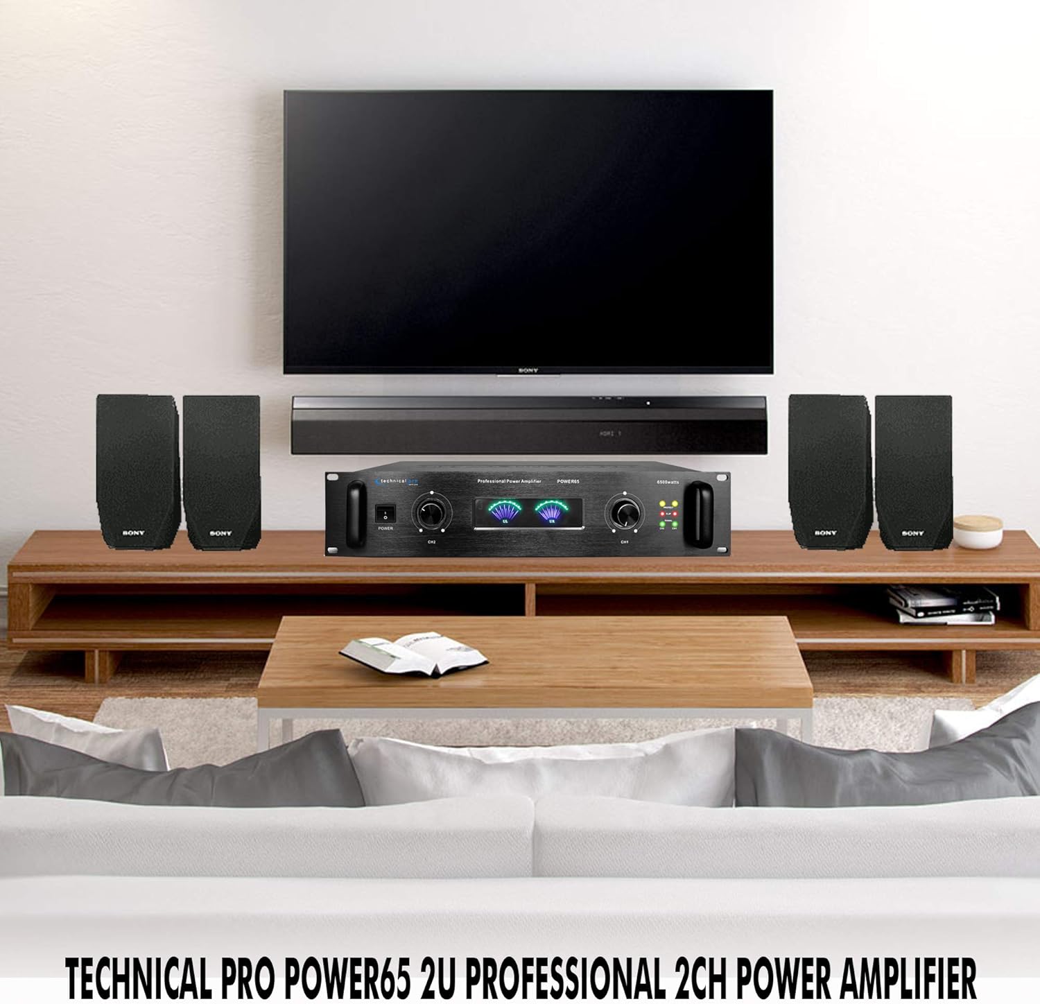 Technical Pro 6000 Watts Professional Portable PA System, 2 Channel Digital Stereo Power Amplifier with Dual Cooling Speed Fans for Home Speaker System