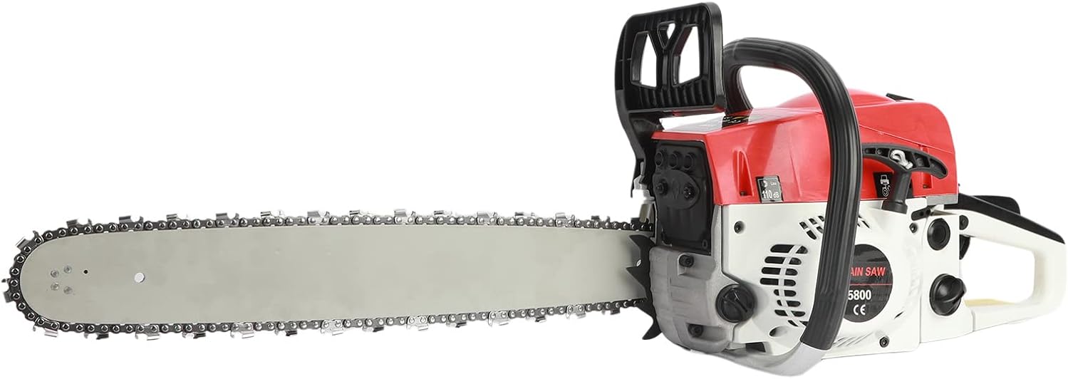 Gas Powered Chainsaw, 58-CC 3.2-HP, 2-Cycle Gas Chainsaw, 20 Inch Guide Bar with 13,000 RPM Max Speed, for Tree Trimming and Wood Cutting (Black)