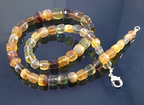 Full strand 19'' 6-10mm Natural Multy Fluorite Faceted 3D Cube Box Briolettes Beads