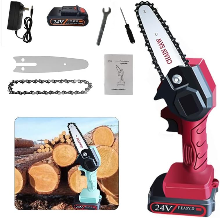 Mini Chainsaw with Battery,Mini Chain Saw,Handheld Chainsaw,Cordless Chainsaw with Charger,Cordless Battery Power, Portable Electric Chainsaw, Suitable for Gardening, Wood, Outdoor Camping