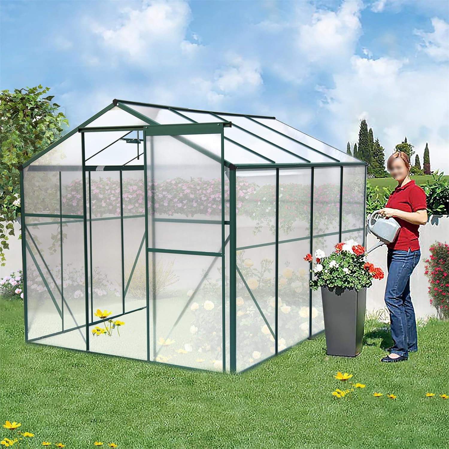 Polycarbonate Greenhouse, Heavy Duty Walk-in Plant Garden for Outdoor Backyard Use