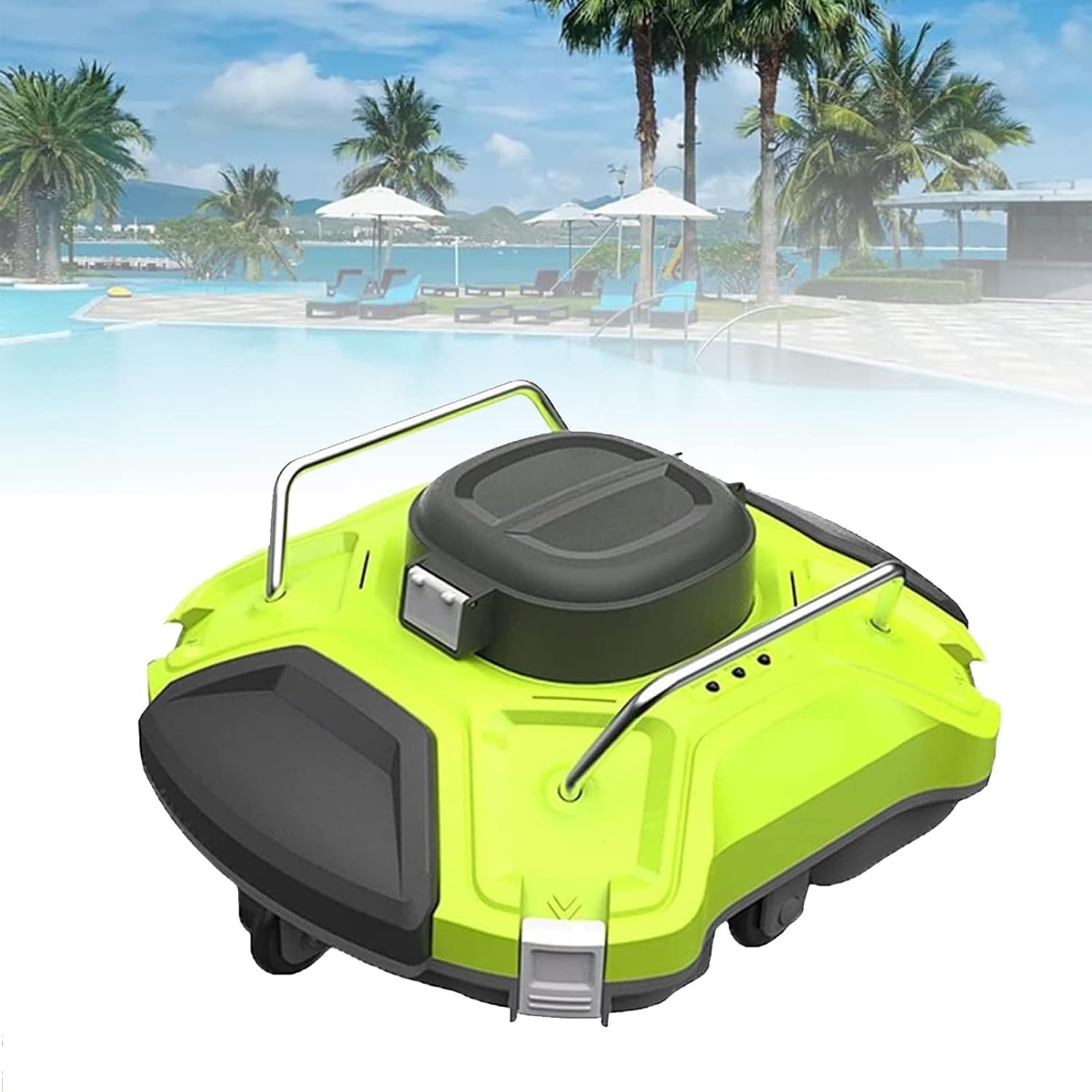 Cordless Robotic Pool Cleaner, Pool Robot Cleaner Cleaning Equipment Automatic 2-Hour Working Time 5000mah High Suction Power Self-Parking Suitable for Above Ground Pools