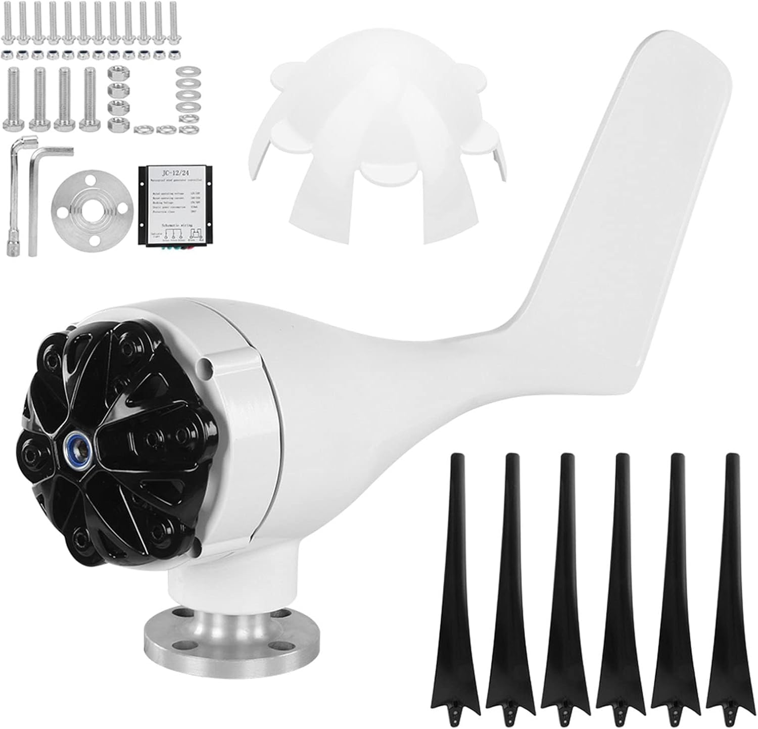 Wind Turbines Kit, Professional Wind Turbines Kit, 1200W 6 Blade Wind Generator, Low Speed Starting Wind, Solar and Wind Power Parts and Accessories (48V)