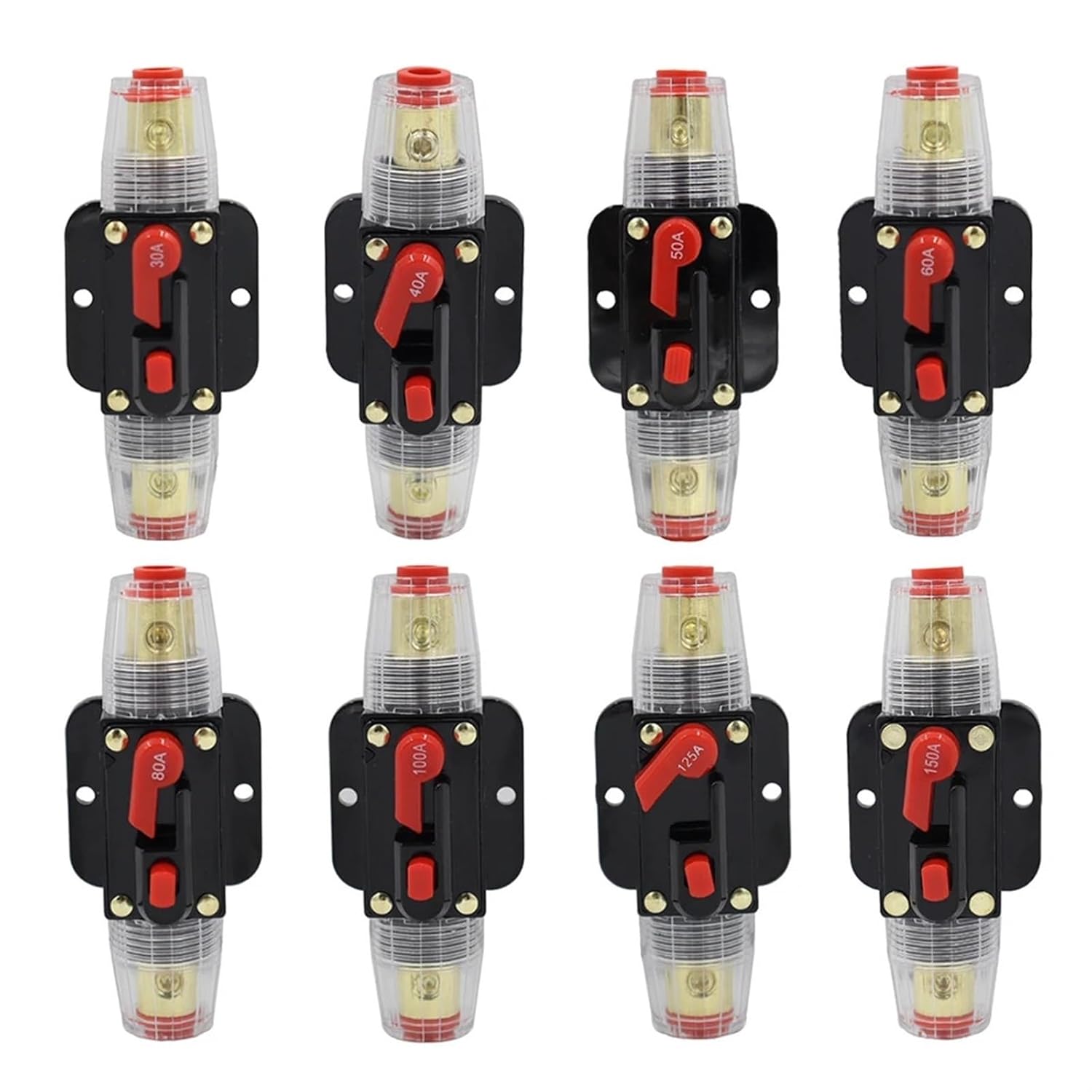 20/30/40/50/60/80/100/125/150A 12V Car Audio Modification Stereo Amplifier Circuit Breaker Automatic Reset Fuse Holder Switch(50A)