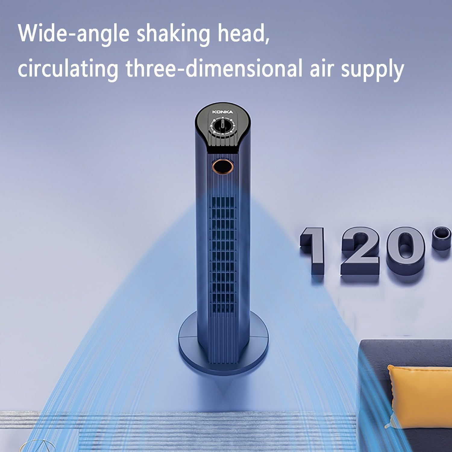 Tower Fan/Office Bladeless Fan/Oscillating Floor Fan/Air Circulation Fan, 3-Speed Adjustment, Wide-Angle Air Delivery, Use with Air Conditioner, Uniform Cooling Throughout The House