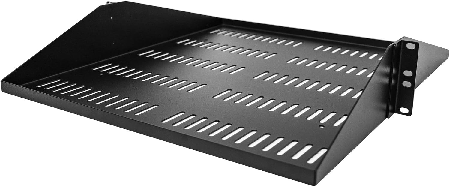 StarTech.com 2U Server Rack Shelf, Center Mounted Universal Vented Rackmount Cantilever Tray for 19