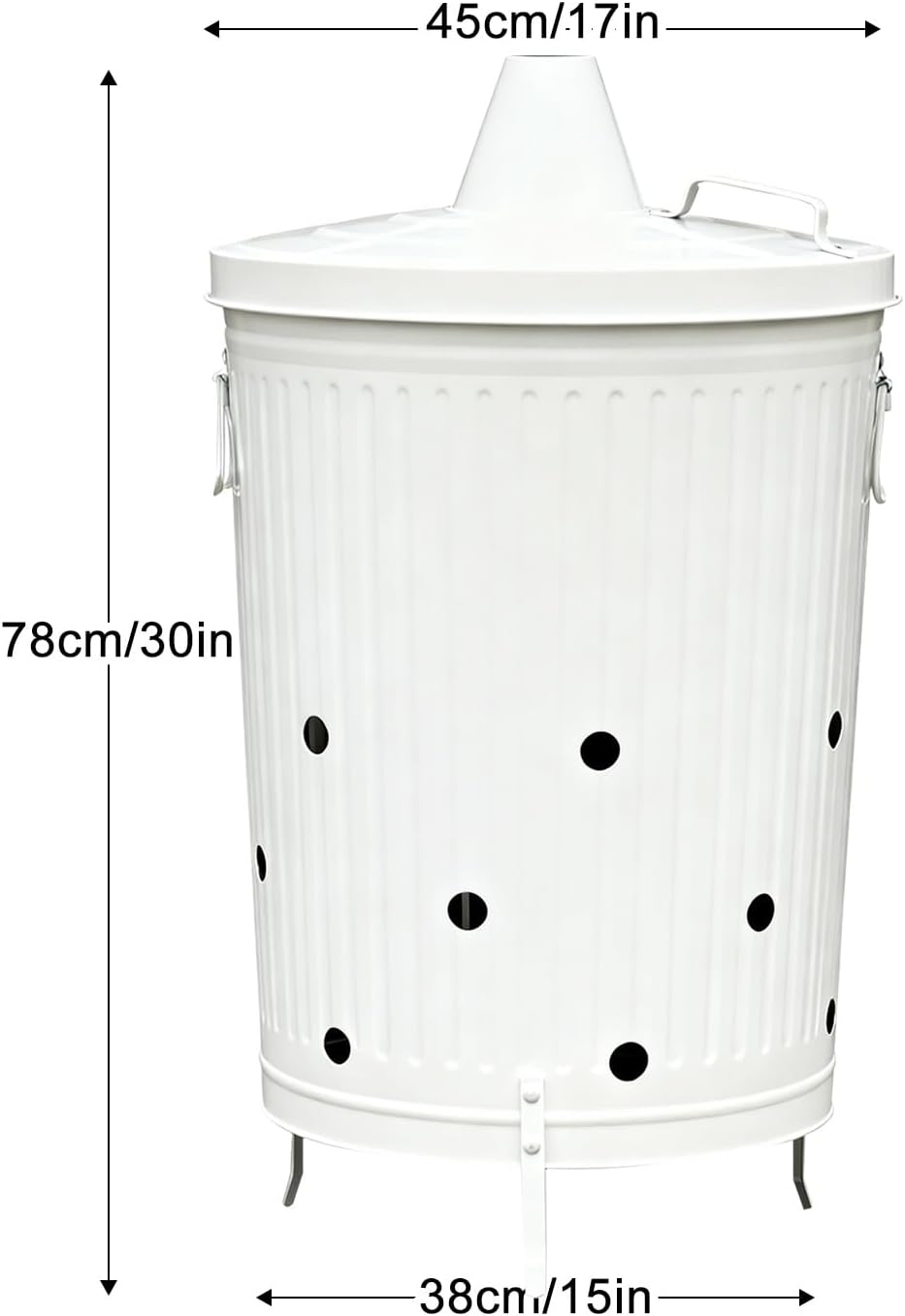 Galvanized Trash Can, Burn Barrel, Burn Pits for Backyard, Fire Pit, for Paper Leaf Paper Trash Wood Backyard Bonfire(White)
