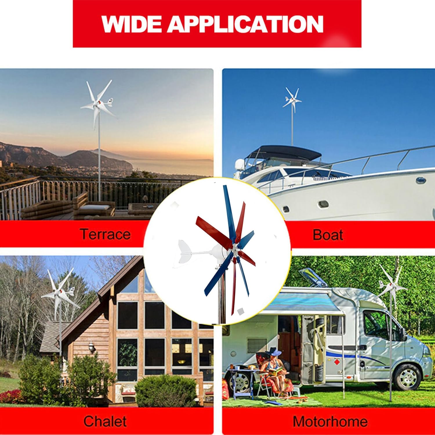 3000W Low Noise Vertical Axis Wind Turbine 12V 24V 48V 8 Blades Wind Turbine Generator Power with Waterproof Charger Controller and Inverter