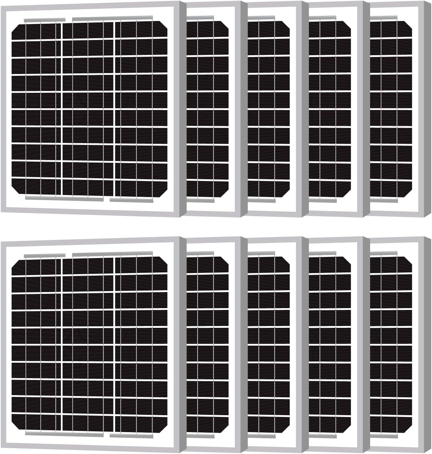 Newpowa 10PCS 5W(Watts) 12V(Volts) Solar Panels, High-Efficiency Monocrystalline Solar Panel Battery Maintainer PV Module Power for Battery Charging of Boat RV Gate Opener Fences, 10-Pack 5W