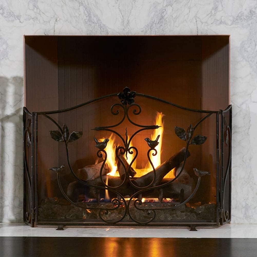 Fireplace Screen Guard, Heavy Duty Fireplace Screen, Foldable Safety Fire Guard for Open Fires Spark，Extending Extendable Free-Standing 3-fold Surroun