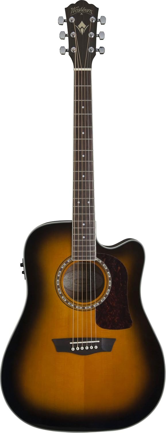 Washburn Heritage Series HD10SCE Acoustic-Electric Cutaway Dreadnought Guitar Gloss Tobacco Sunburst