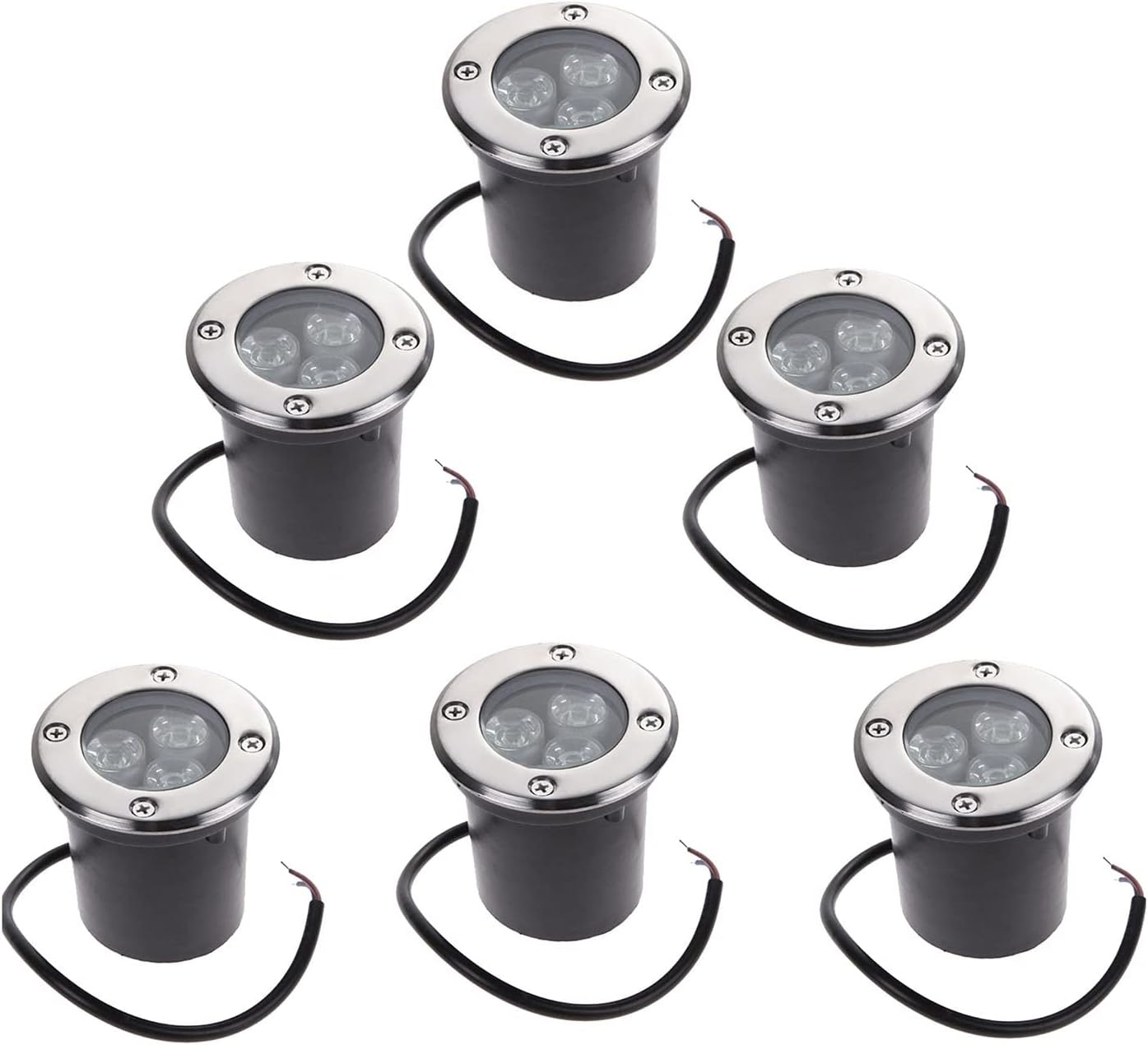LED Underground Light Outdoor Landscape Light 6 Pack 3W IP67 Waterproof Recessed Ground Light for Garden, Path, Deck, Yard(White,AC85-265V)