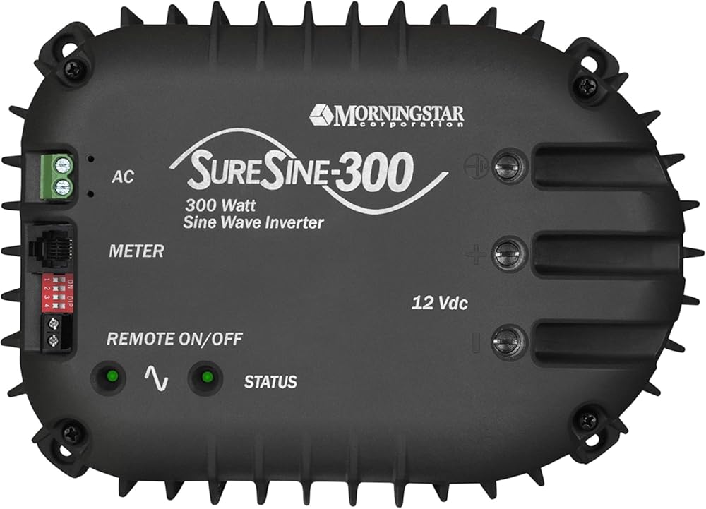 Morningstar SureSine Classic 300W Pure Sine Wave Inverter (SI-300-220V) - DC to AC Converter, 12VDC, 220VAC, 50Hz - for Residential, Mobile, and Industrial Solar/Non-Solar Systems