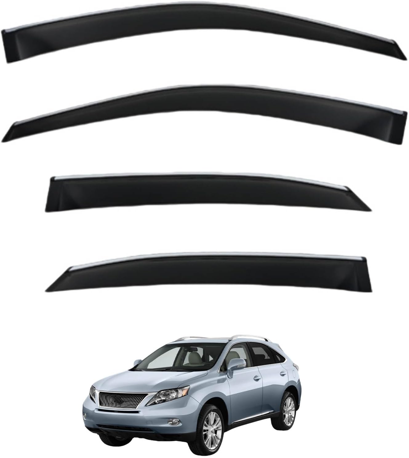 Window Deflectors for Lexus RX MK3-AL10 2010-2015, Sun Rain Guard Window Visors Vent Shades with Bright Stripes Car Accessories