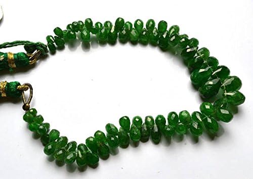 1 Strand Natural 6.5 inches Full Strands Green Garnet tsavorite Faceted Drop Shape Briolettes Beads Super 3 to 10 MM