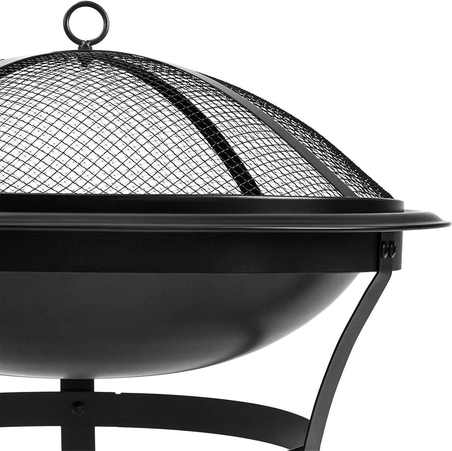 Fire Pit Garden Grill Outdoor Fire Pit Steel BBQ Grill Firepit,Fire Bowl with Mesh Spark Screen Cover,Bulit-in Grate for Camping Picnic Patio d Beaches