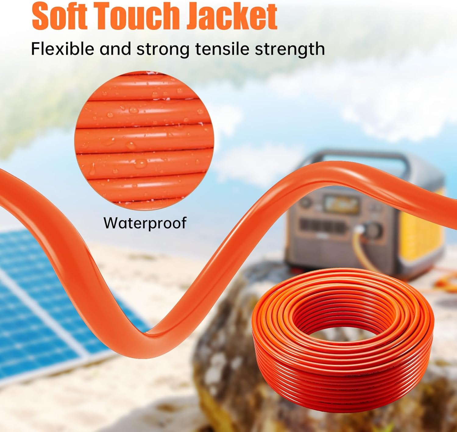 14 AWG Solar Extension Cable 100FT for Jackery, 8mm DC7909 Solar Panel Cable Cord Female to Male with DC8020 Male Adapter for GZ Yeti, Aker, Jackery Portable Power Station