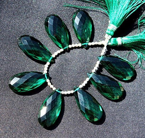13 inch natural beads strand of 24x12mm faceted pear green quartz gemstone briolletes beads for DIY jewelry - necklace, bracelet, earring, ring.