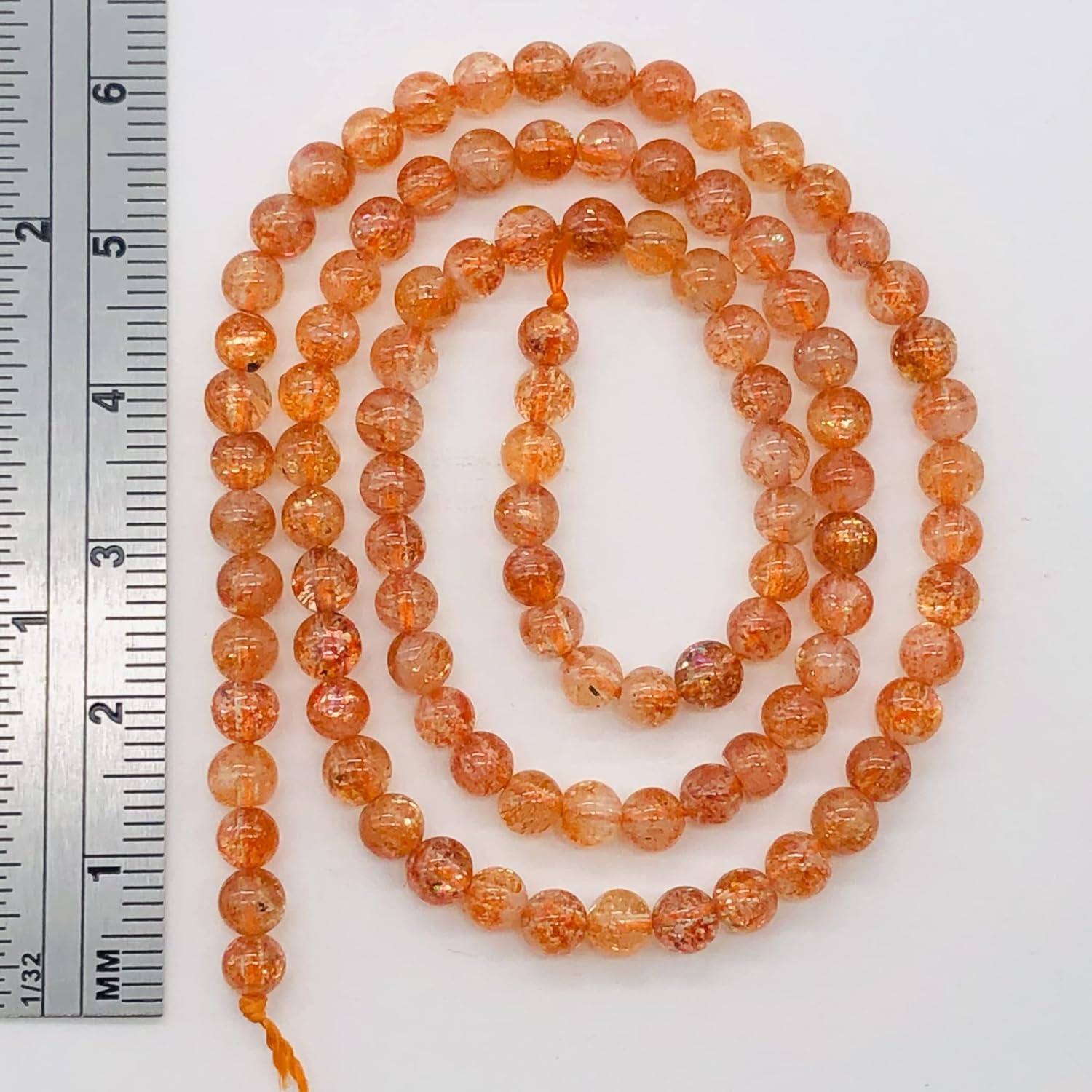 Sunstone Strand Round Beads | 4 mm | Orange | 98 Beads |