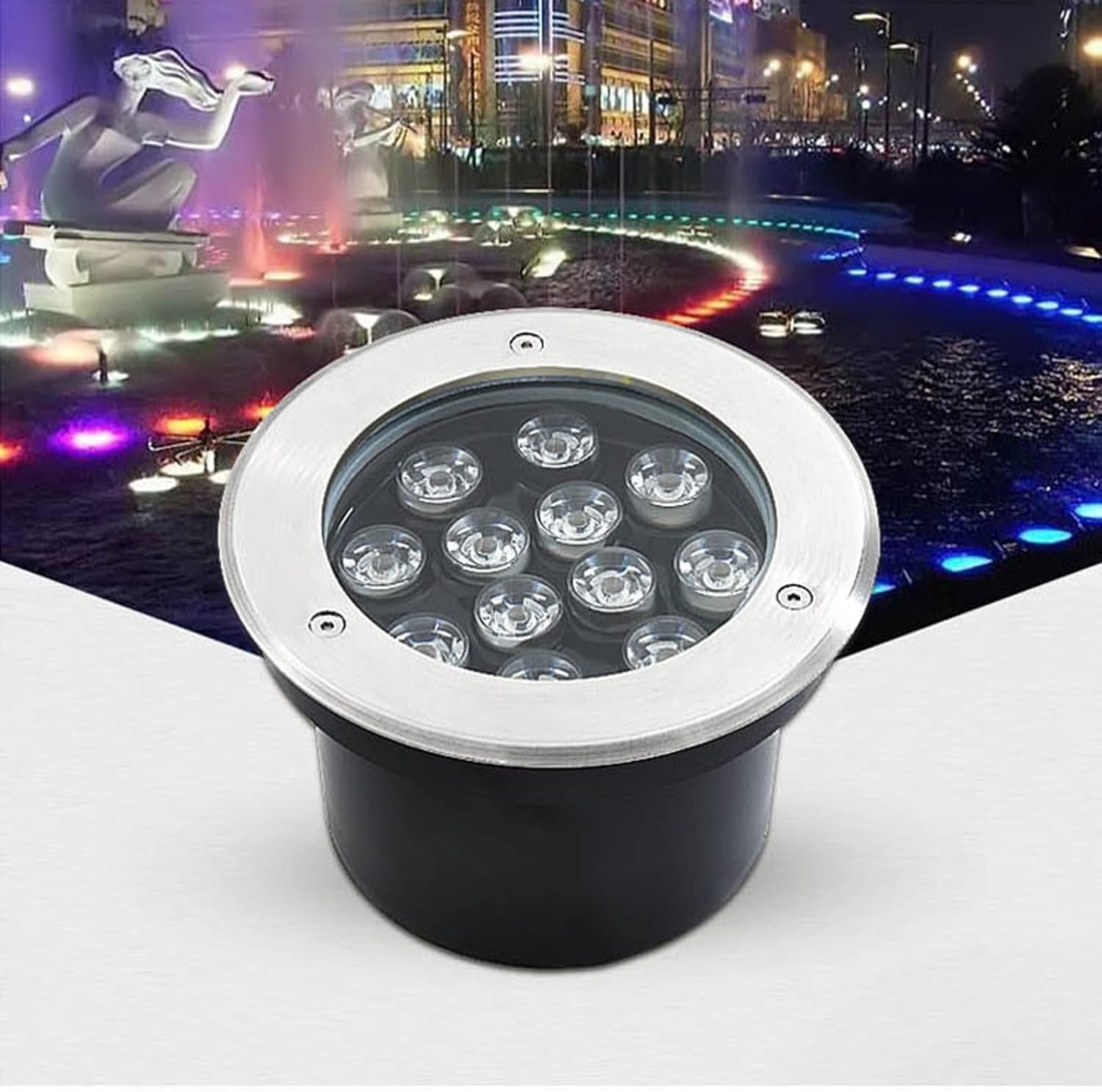 Outdoor In-Ground Lights, IP65 Waterproof Underground Light Low Voltage AC24V Anti-Rust Recessed Landscape Light for Yard Driveway Pathway Lighting (Color : Red, Size : 24W-AC24V)