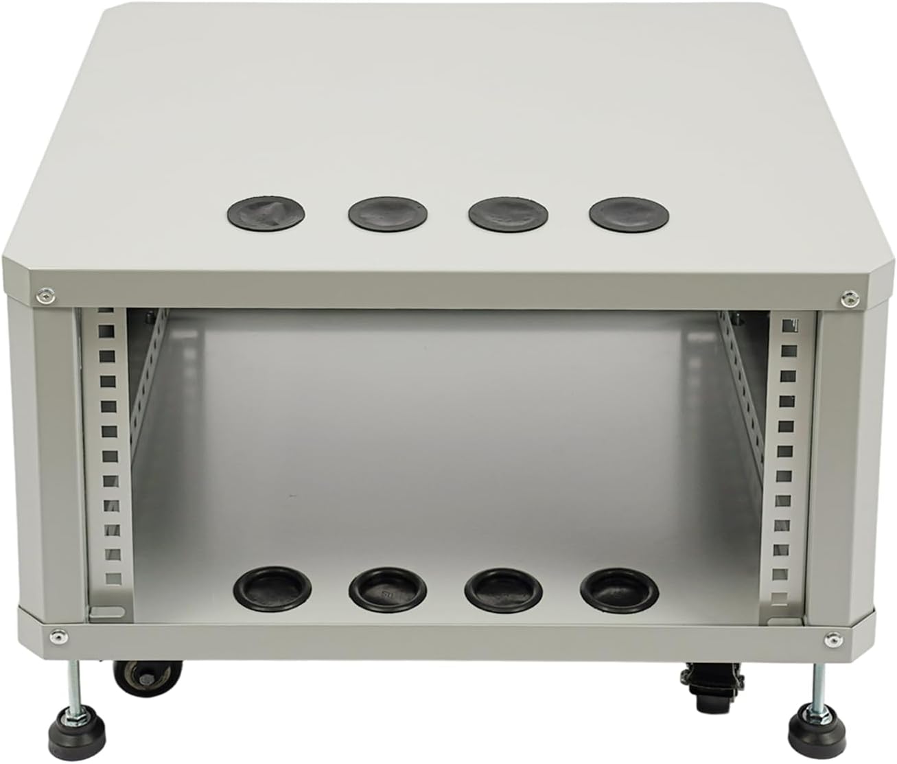 Network Audio Rack with Wheels, Steel Server Rack Cabinet for AV Equipment, Amplifiers, Network Gear, Rolling Universal Rack with Cable Management & Ventilation (Gray, 6U)