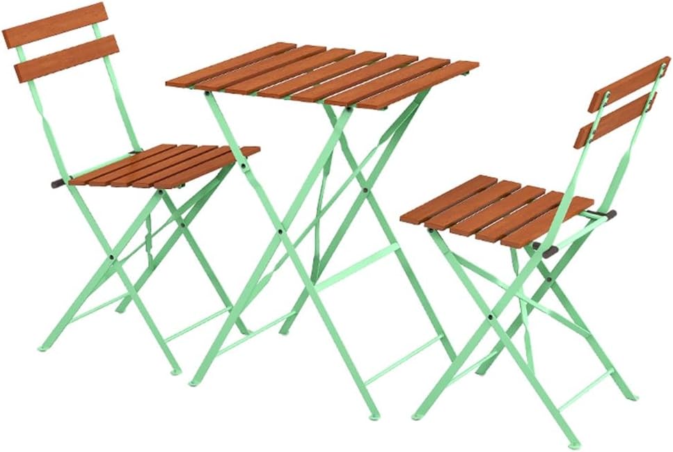 Outdoor Tables Chairs 3 Pieces Folding Outdoor Bistro Set, Patio Balcony Furniture W/Coffee Table Chair Sets for Backyard, Garden, Porch