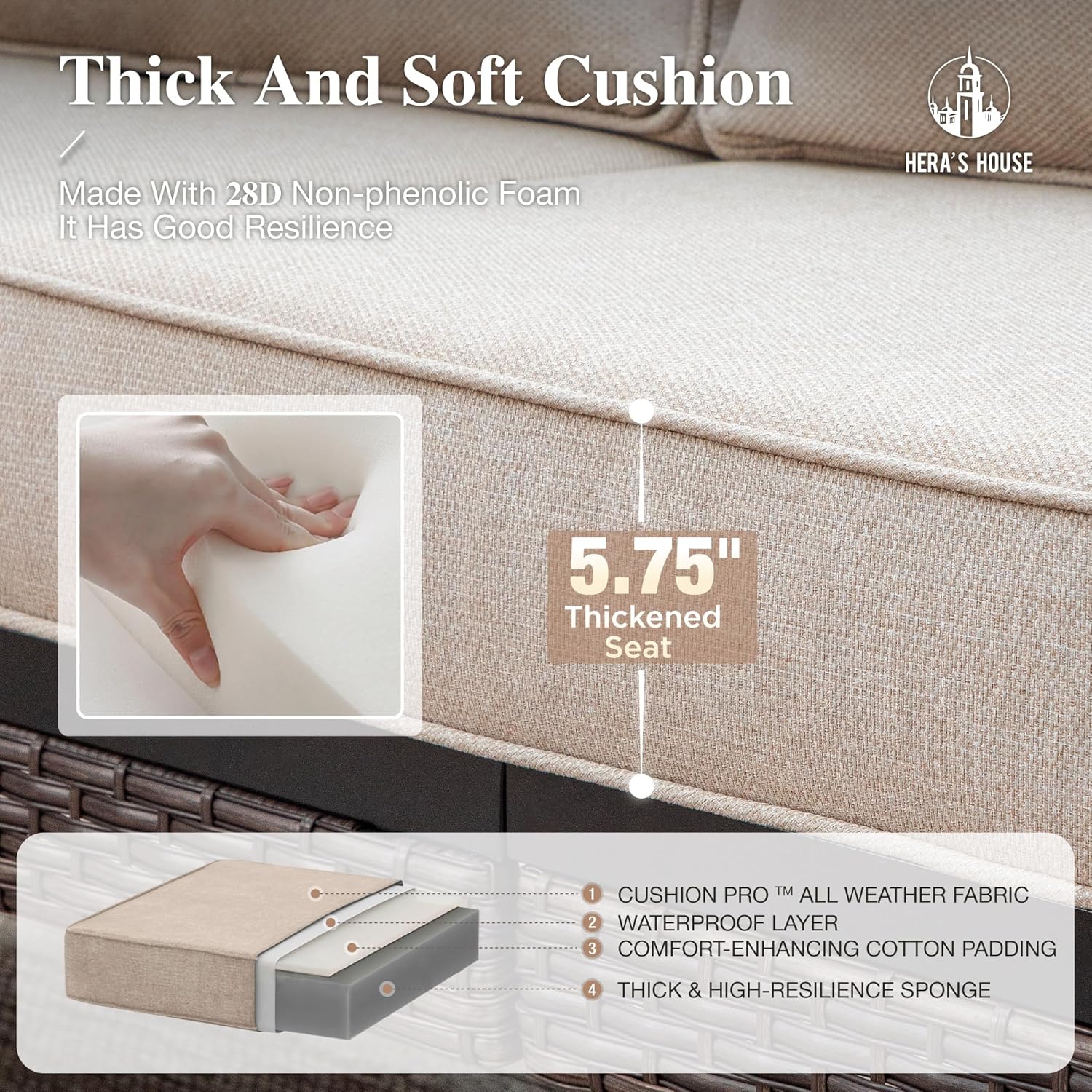 HERA'S HOUSE 4 Piece Patio Furniture Set with 56