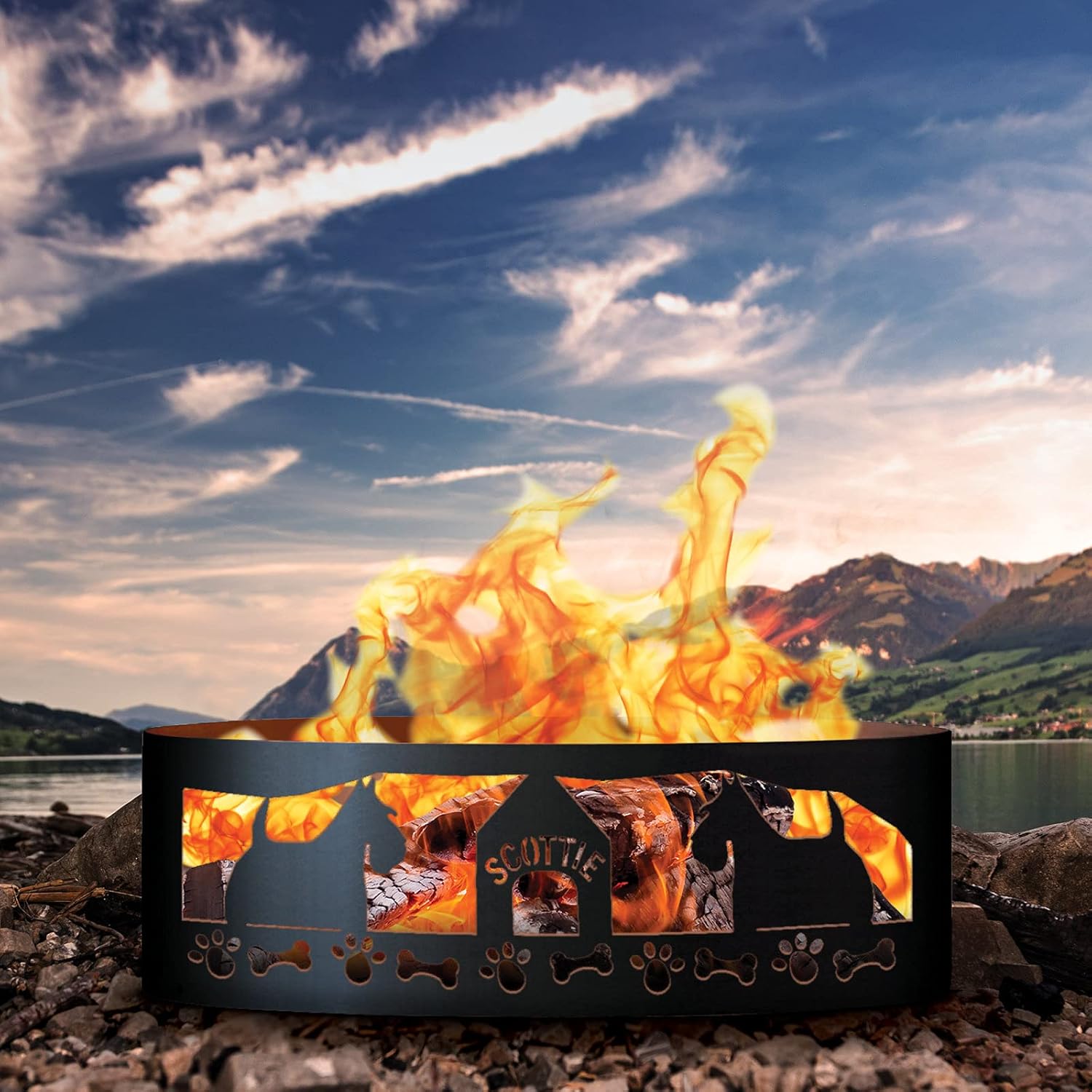 PD Metals SFR01060 Scottie Unpainted 12 in. Tall 60 in. Diameter Outdoor Fire Ring - 60 x 60 x 12 in. - Rustic Black Color