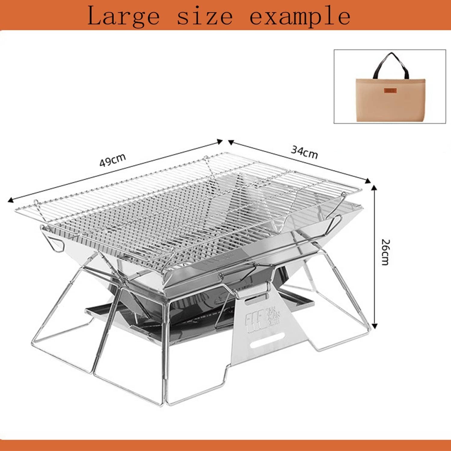 Outdoor Rectangular Fire Pit with Grill - Large Wood-Burning Patio & Backyard Fire Pit for Outside with Cooking BBQ Grill Grate, Spark Screen,firepits for Outside (Size : Large)